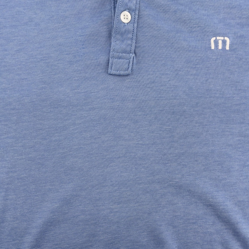 Travis Mathew Mens Blue Striped Polo Shirt Short Sleeve Golf Casual Size XL - Picture 3 of 8